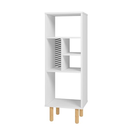 Manhattan Comfort Essex 42.51 Bookcase with 5 Shelves in White and Zebra 411AMC176